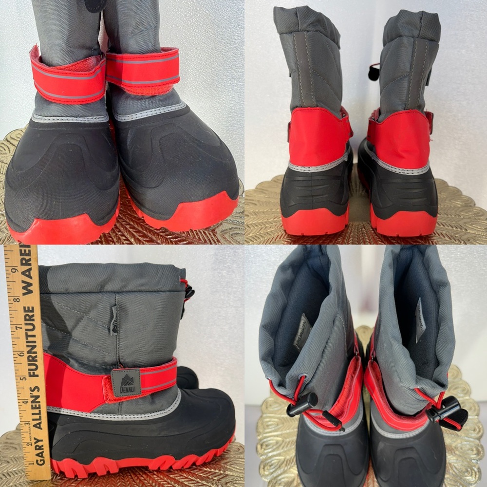 Denali Kids Snow Boots – Gray & Red – Size 4 - Picture 14 of 16